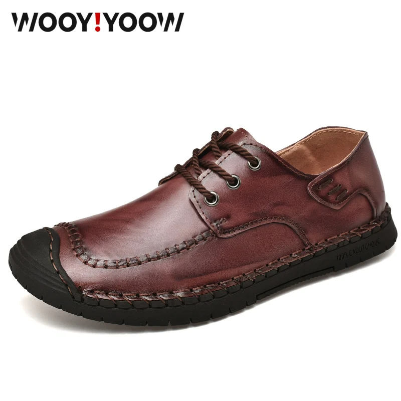 WOOY! YOOW/мужская повседневная кожаная обувь; удобные мокасины в горошек из мягкой кожи со шнуровкой; обувь в деловом стиле с низким верхом
