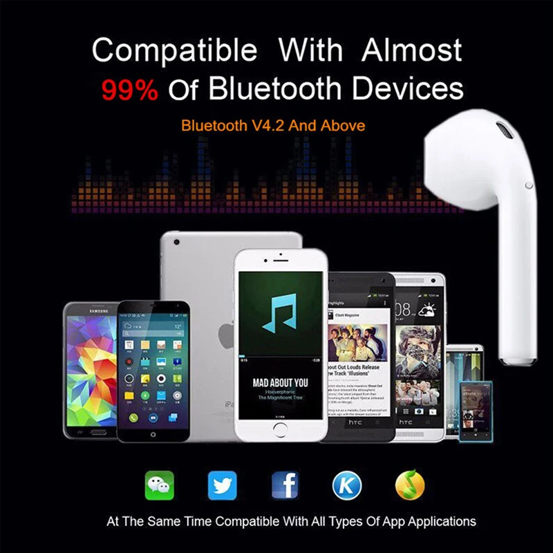 Беспроводные Bluetooth наушники i7s I9s TW для всех смартфонов двусторонние