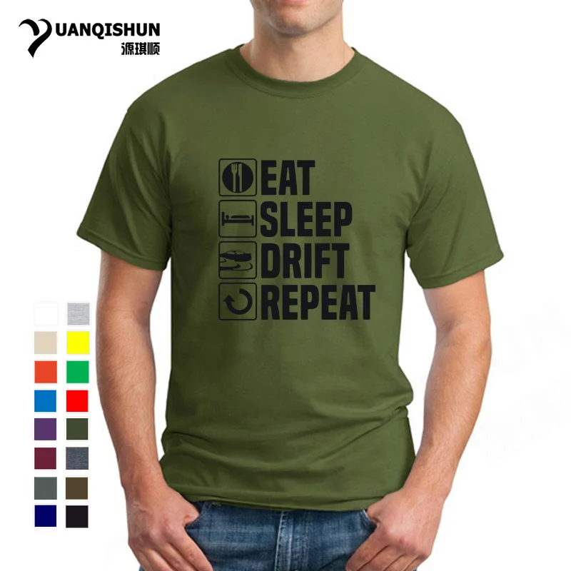 Футболка мужская с надписью Eat Sleep Drift Car Racer на день рождения 16 цветов | Мужская