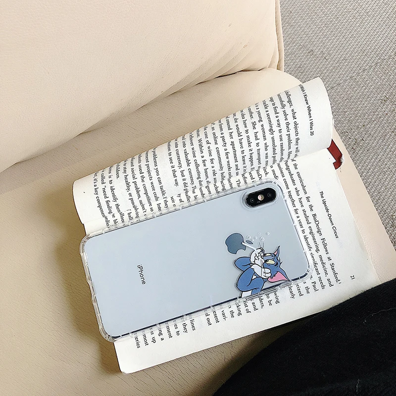 BXE чехол для телефона с кошкой и мышкой задняя крышка бампер для Apple iPhone 6 6s 7 8 Plus X Xs Чехлы для MAX XR Прозрачный Мягкий ТПУ силиконовый чехол