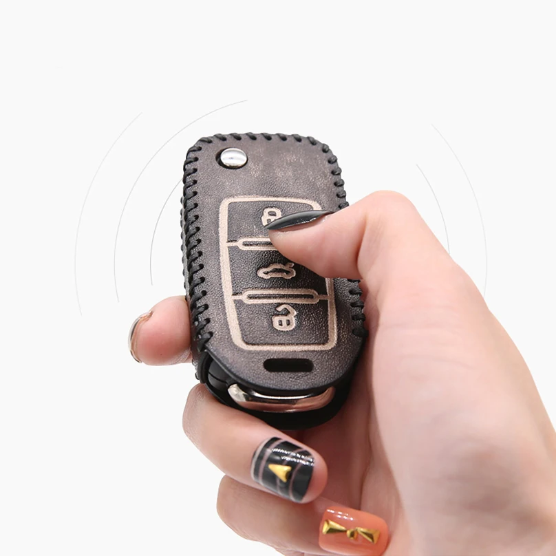 Кожаный чехол для ключей ручной работы брелок автомобильных Skoda Octavia A7 Fabia Karoq Kodiaq 3