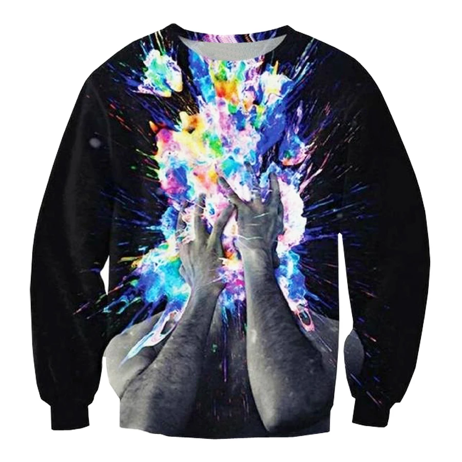 Толстовка мужская с круглым вырезом крутая кофта абстрактным графическим