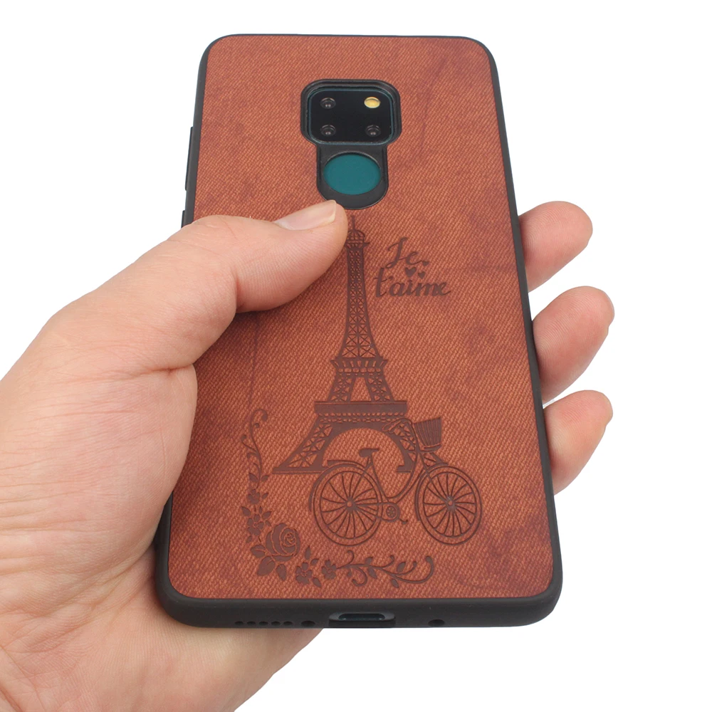 Для huawei mate 20 Чехол Ткань Твердая задняя крышка мягкая рамка ткань Fundas холст башня