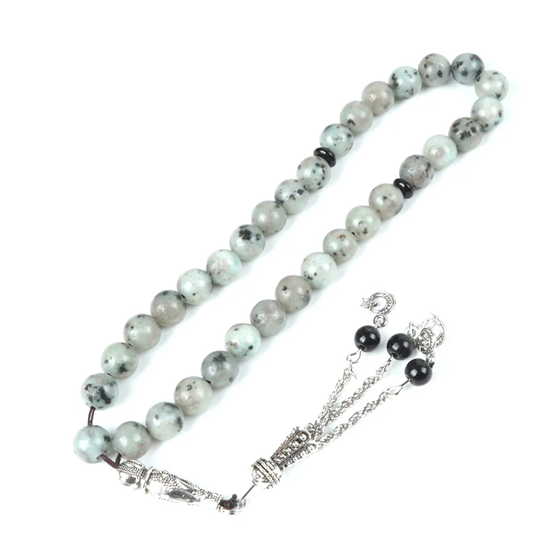 Натуральный черный блестящий камень четки в белый горошек синий красная сетевая