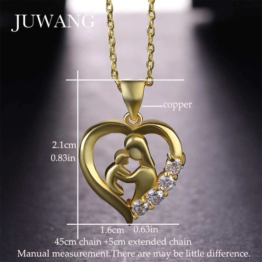 Mom and Baby Cubic Zirconia Copper Pendant Necklace chain Mother's Day Gift for women statement necklace Fashion party Jewelry |
