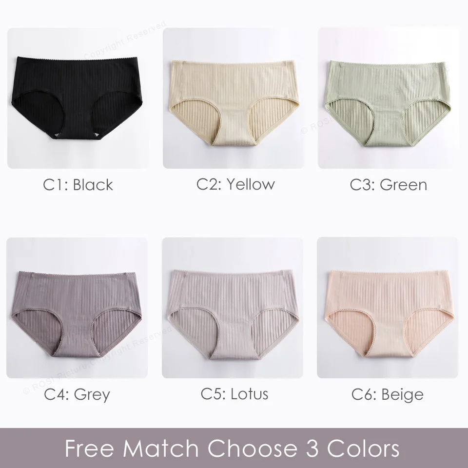 Free match 3 colors Женские трусы из чесаного хлопка, бесшовные трусики для женщин, женские одноцветные трусы бикини, сексуальное нижнее белье, нижнее белье, 3 шт. ROSI - Цвет: Free match 3 colors