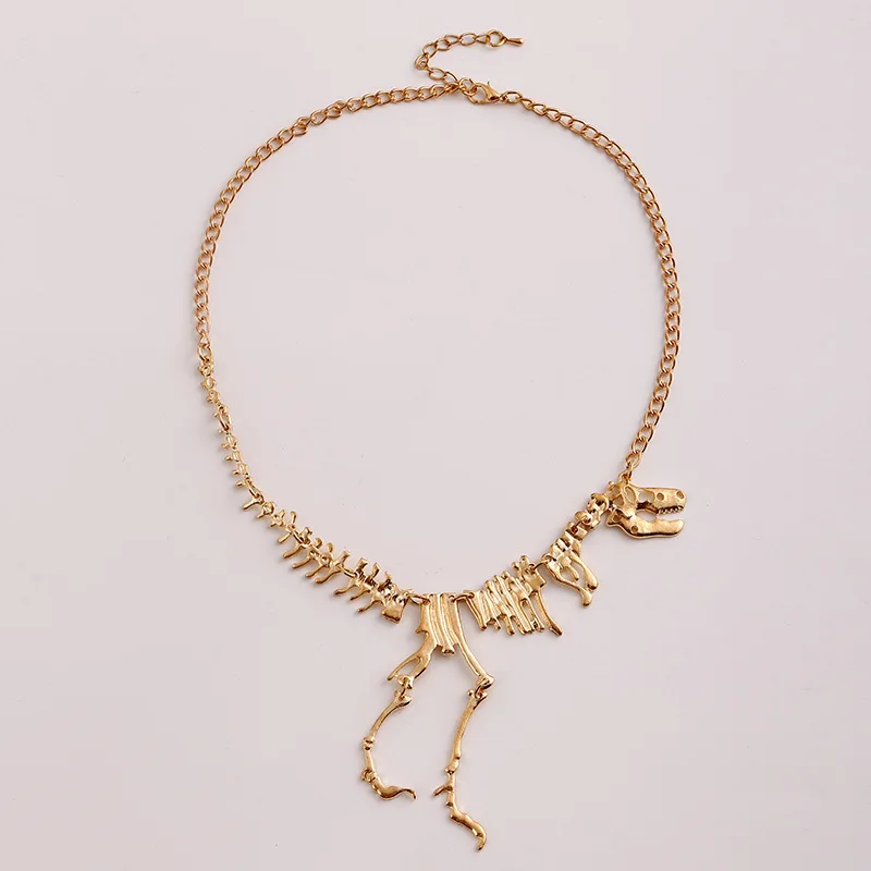 Для женщин мужчин стимпанк Цепочки и ожерелья гот сплава скелет динозавра