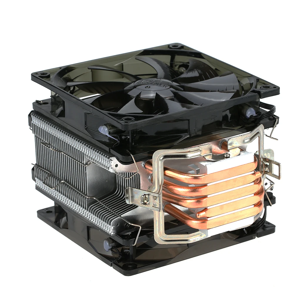 PCCOOLER кулер для процессора 5 тепловых трубок радиатор тихий 4pin Радиатор Вентилятор охлаждения с двойной 120 мм светодиодный вентилятор охлаждения для настольного компьютера
