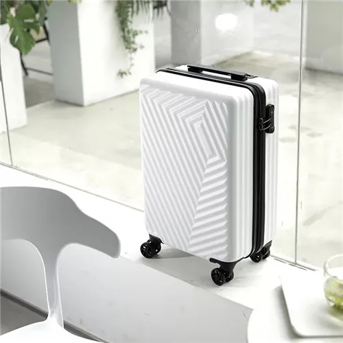 white KLQDZMS Дорожный чемодан 20/24nch ABS прокатки багажа spinner на молнии рамки брендовые тележки чемодан на колесах - Цвет: white