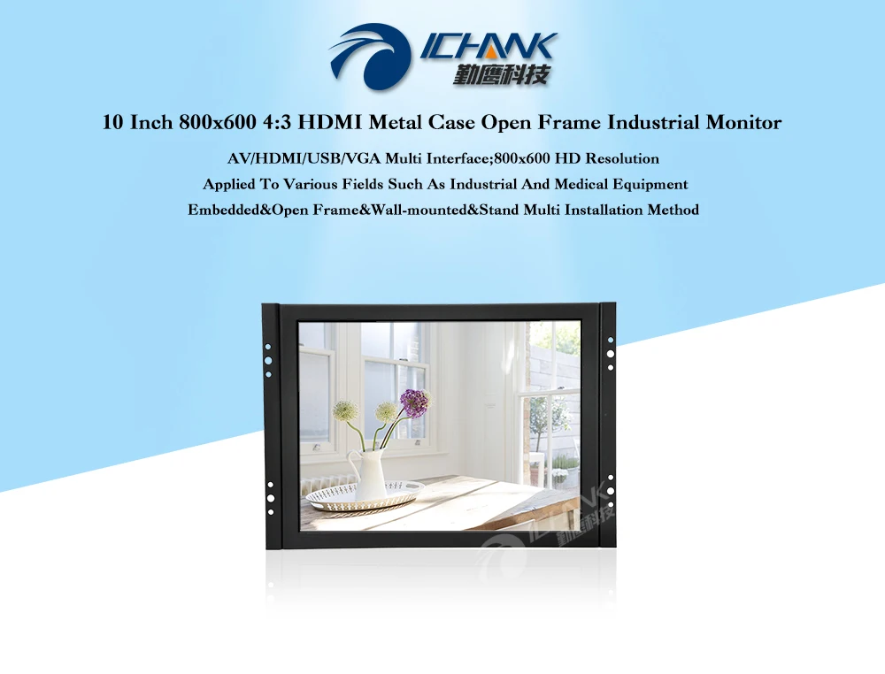 ZK100TN-V59/10 дюймов 800x600 4:3 BNC HDMI VGA металлический корпус Встроенный Открытый каркас настенный промышленный монитор ЖК-экран