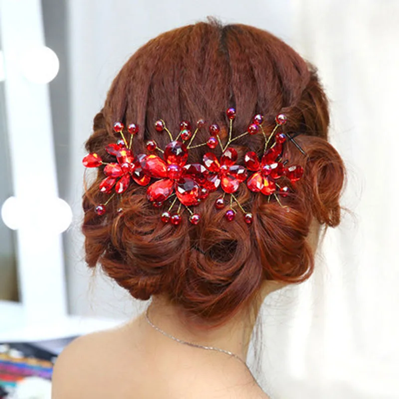 Аксессуары для волос ручной работы роскошные красные кристаллы стразы головной