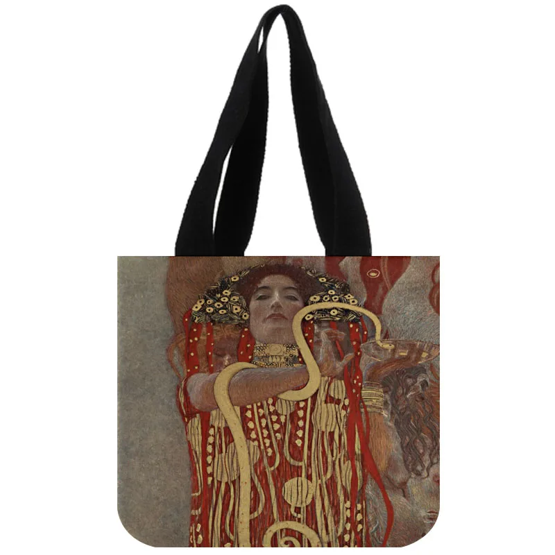 Пользовательские Gustav Klimt Поцелуй печати холст сумка индивидуальные Эко сумки на заказ хозяйственные сумки с логотипом - Цвет: 7