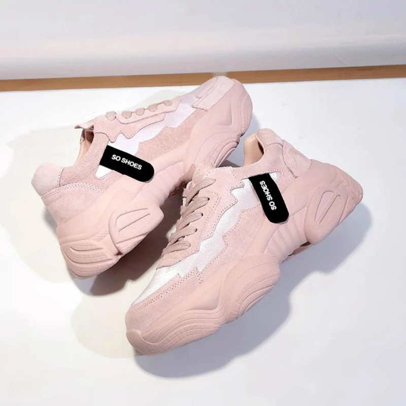 Женские кроссовки на толстой подошве новинка 2019 спортивная женская обувь Ulzza Harajuku дикая розовая новая