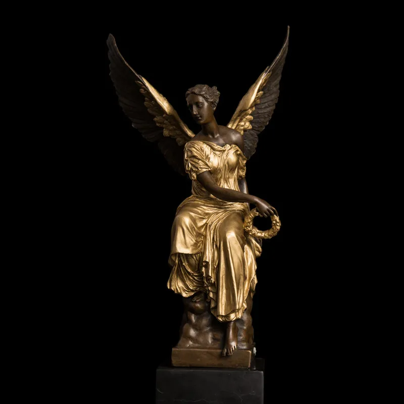 

BRONZES Fine Art Western Athena Sculpture Decoration Myth Bronze Winged Victory Lady Goddess Statues Religious Figurine R70