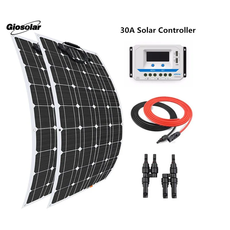 Гибкая солнечная панель 2*100 Вт комплект s монокристаллическая с 30 А ЖК дисплеем EP