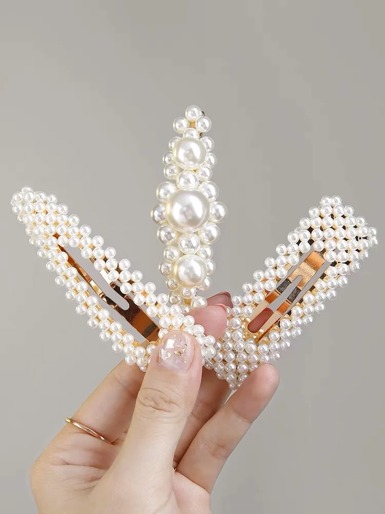 Женские заколки для волос с жемчугом модные милые в Корейском стиле аксессуары
