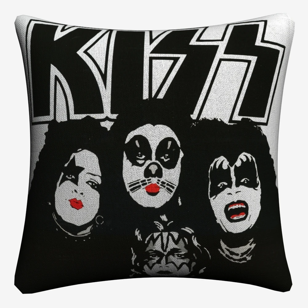 Рок-группы "KISS" с музыкальным символом льняная Наволочка на подушку размером 45*45 см декоративная подушка чехол для дивана домашний декор Чехлы на диванные подушки, подушки