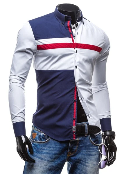 Мужская деловая рубашка ZOGAA Повседневная с длинными рукавами и отложным