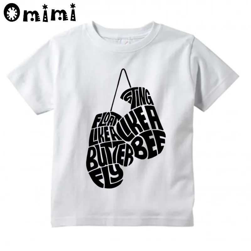 Футболка для мальчиков и девочек с принтом Мухамед Али как бабочка пчела детские