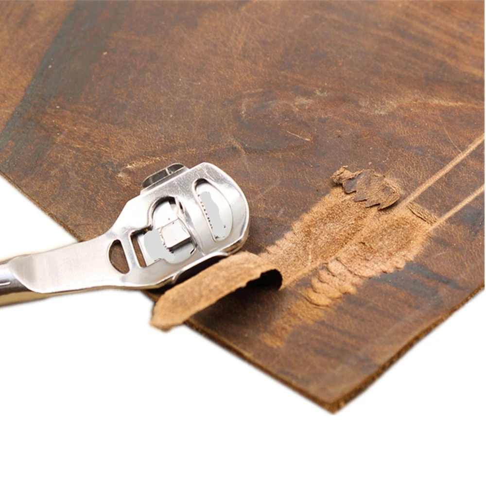 Инструмент для филировки кожи лопата удобный полезный 3 ручки серебристые