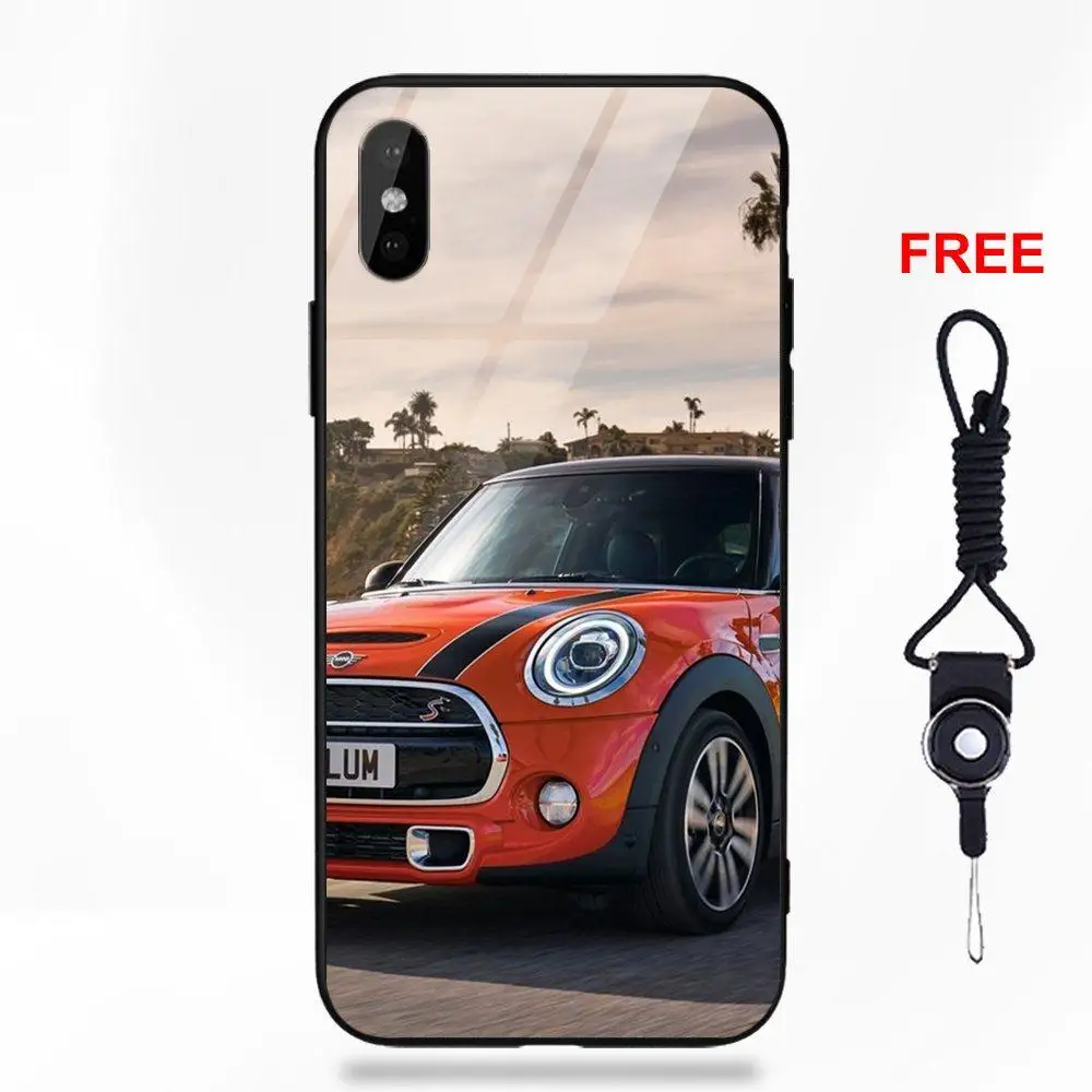 as picture Автомобиль Mini Cooper Jcw распродажа Мягкий ТПУ чехол+ закаленное Стекло чехол для телефона для Apple iPhone 5 5C 5S SE 6 6 S 7 8 Plus X XS Max XR - Цвет: as picture