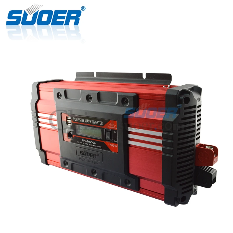 Suoer【Pure Синусоидальная волна Inverter】12V 220V 1500W Мощность инвертор(FPC-D1500A