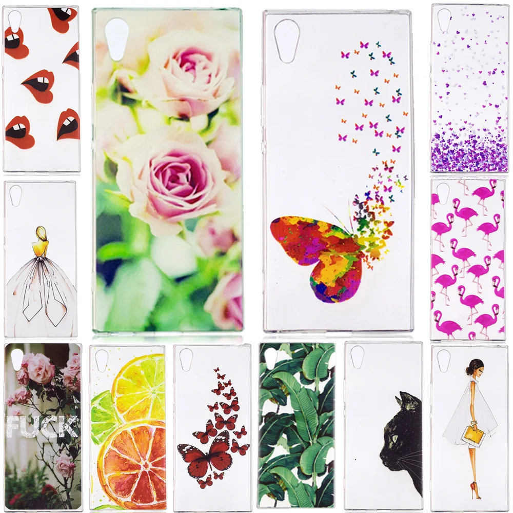 Flowers butterfly patterned case back covers for Sony Xperia XA1 phone cases capa XA 1 soft silicon Bumper Fundas Coque |