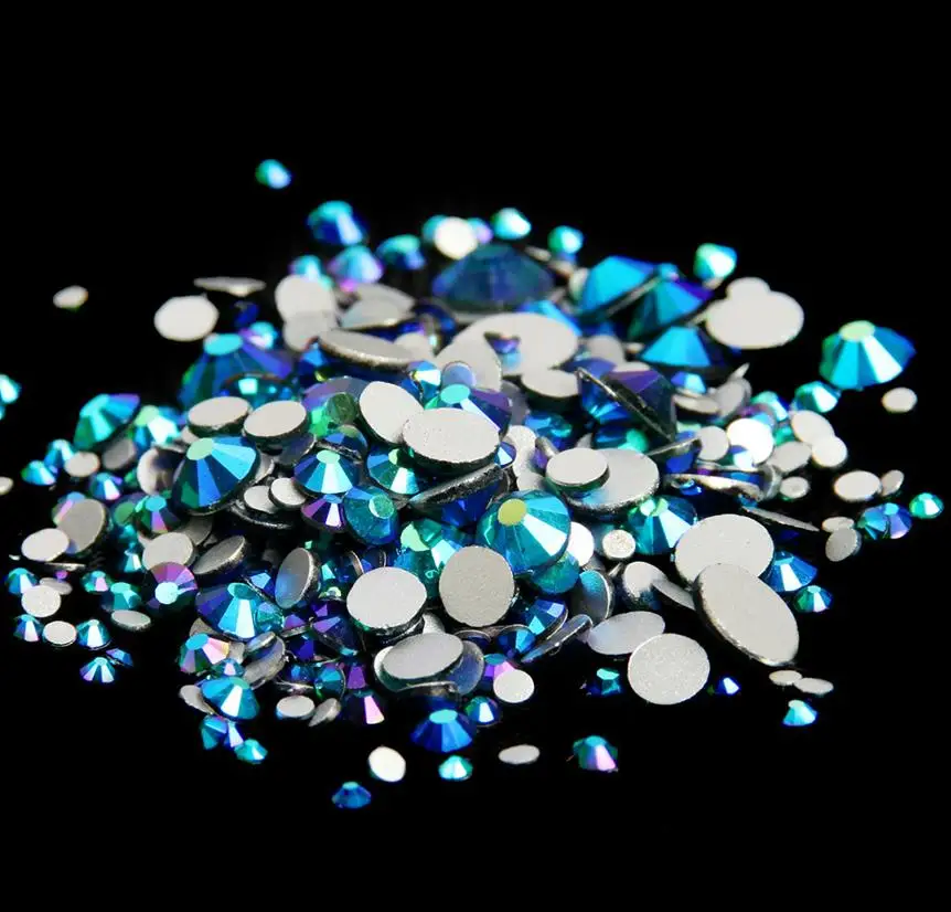 Emerald AB Все размеры, AB цвета, ss3-ss30, плоская задняя часть, для дизайна ногтей, не исправляемые стразы, 3D, плоская задняя сторона, для украшения ногтей, ювелирные изделия, кристаллы - Цвет: Emerald AB