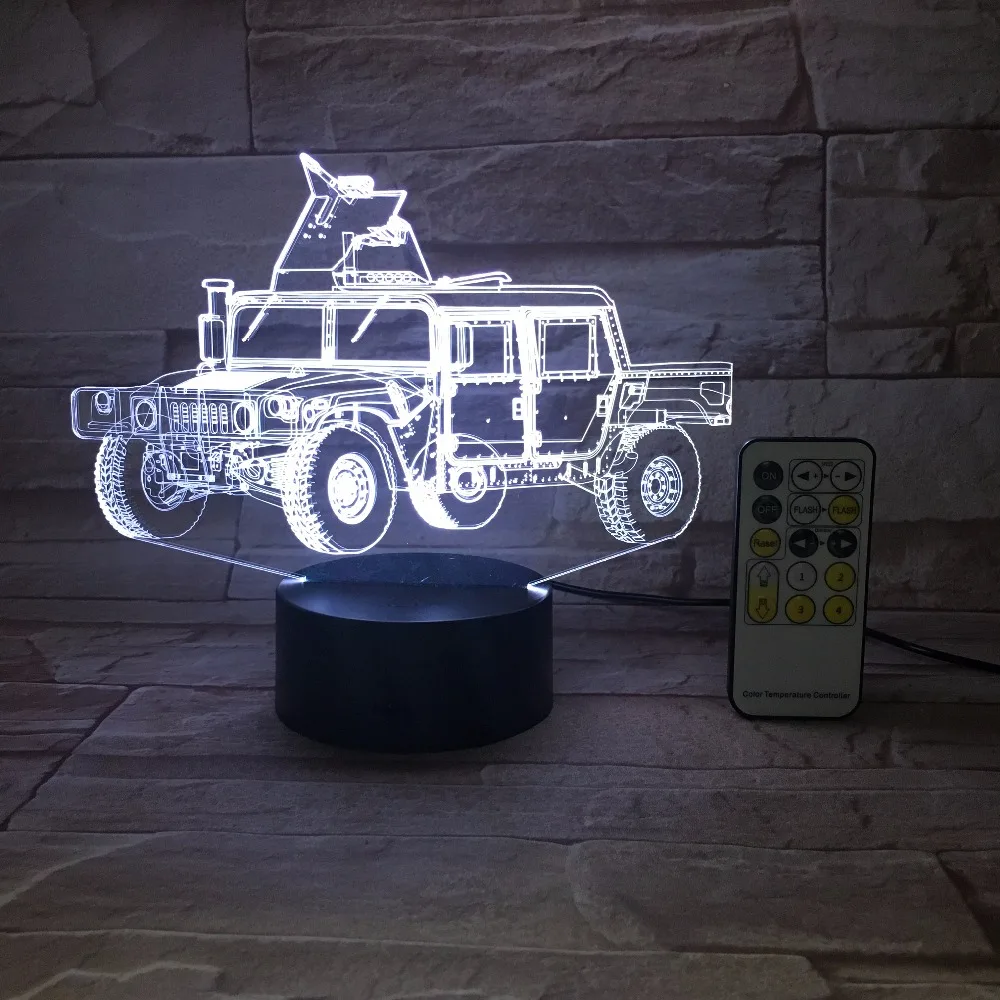 Военный грузовик автомобиль 3D Оптическая иллюзия настосветильник лампа