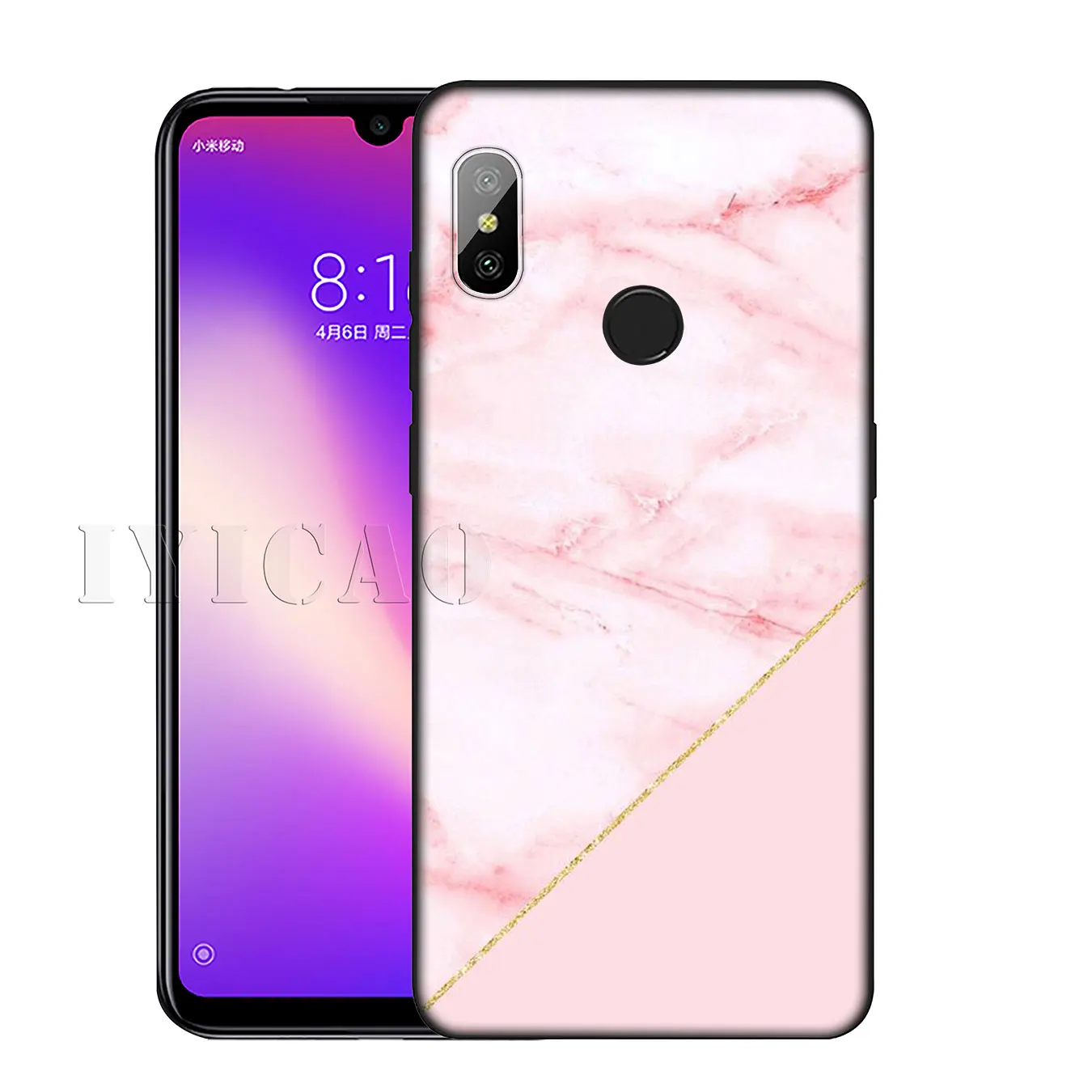 IYICAO Pink marble Novelty Fundas Soft Silicone Phone Case for Xiaomi Redmi K30 K20 8A 7A 6A 5A S2 GO Note 8 8T 7 5 6 Pro |
