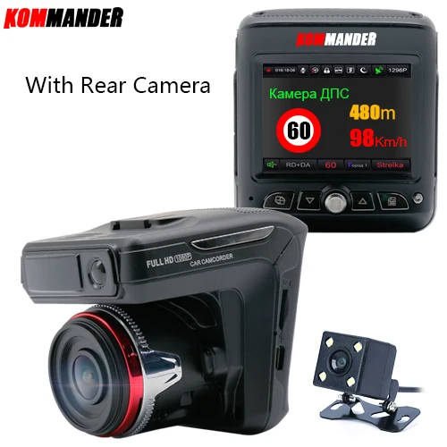 Белый Видеорегистратор KOMMANDER для автомобилей 3 в 1: Анти-радар GPS Full HD 1080P; Dashcam рекордеры: спереди и сзади Камера GPS ночное видение Speedcam - Название цвета: Белый