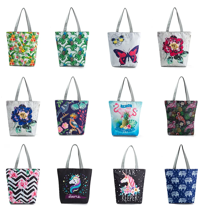 Женская Холщовая Сумка через плечо складная сумка для покупок простая