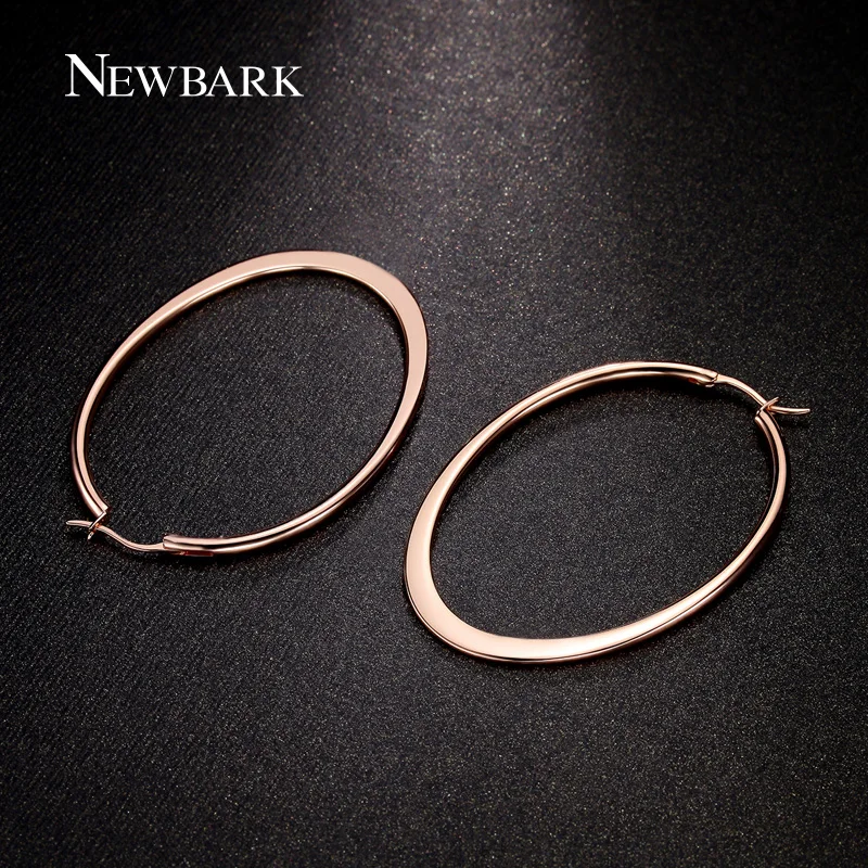 NEWBARK розовое золото цвет Огромный овальный обруч серьги Корзина мяч жен