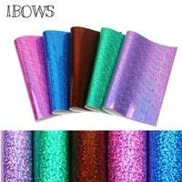 ibows 2230cm faux snythetic leather laser holographic vinyl leather sheet for diy hair bow crafts accessories hand bags fabric