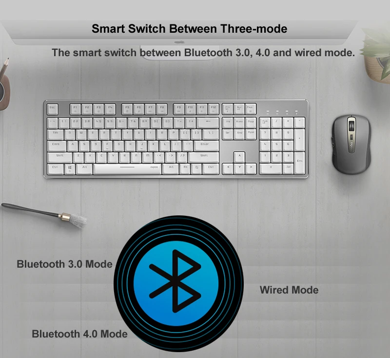Rapoo подсветкой Перезаряжаемые Bluetooth механическая клавиатура переключаться между 4 устройств связи для Оконные рамы Mac OS Планшетные ПК