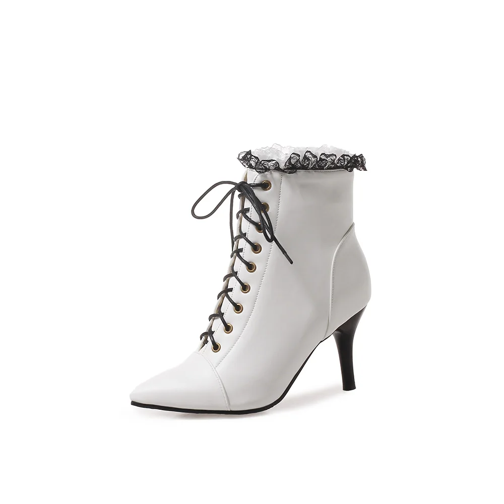 Новинка зимние женские сапоги модные черный белый цвет Женские ботильоны