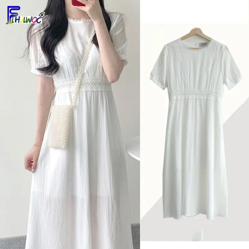 Белые длинные платья лидер продаж женская дизайнерская одежда в корейском и