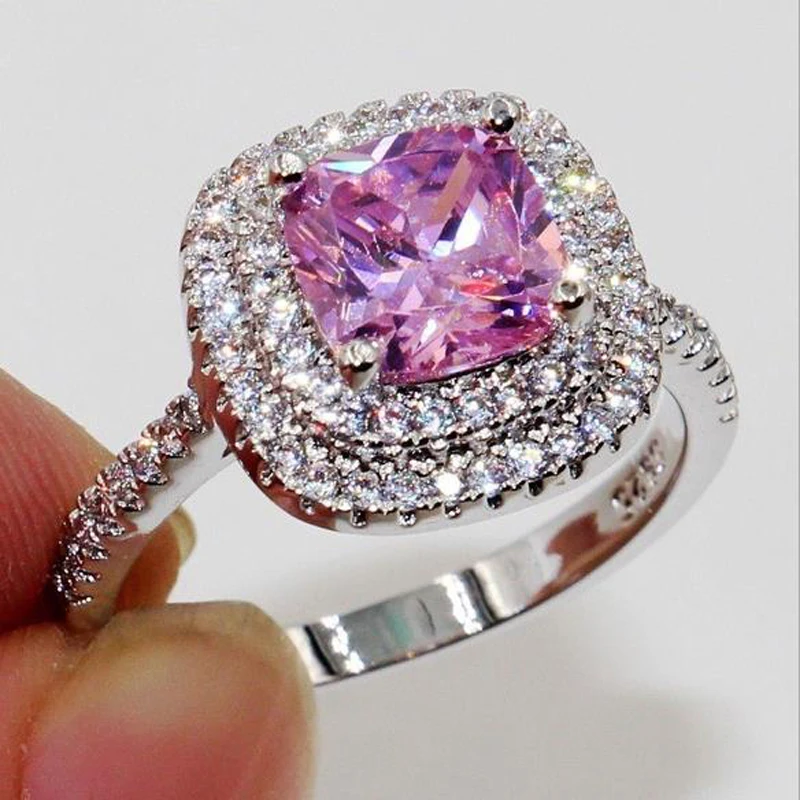 Fashion AAA CZ Rings For women Show Elegant Temperament Jewelry Womens Girls Silver color Engagement party Wedding Ring gifts
