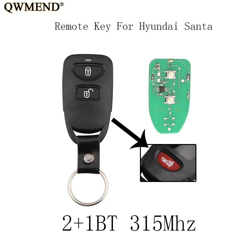 QWMEND 3 шт. * 2 кнопки + паника 315 МГц для HYUNDAI Tucson Santa Fe Elantra 2005 2006 2007 2008 2009 2010 2011 ключи без