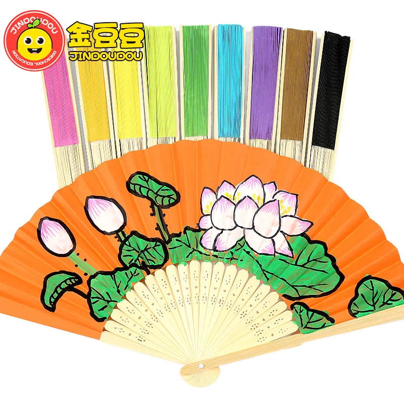 1 шт. китайский стиль цветной бумажный вентилятор пустой Складной детская краска