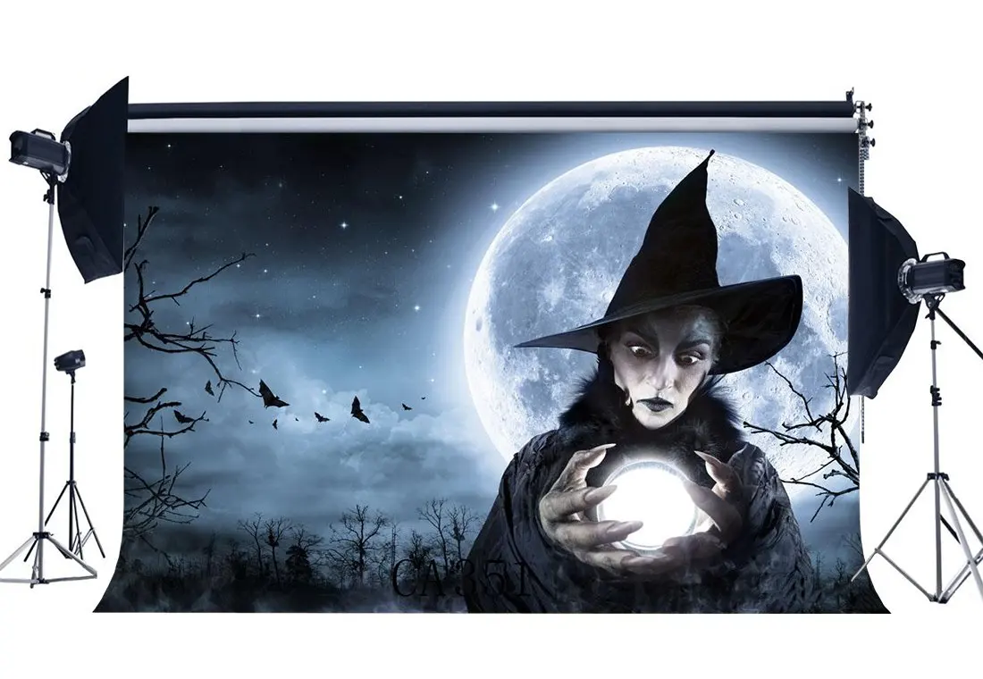 

Photography Backdrops Halloween Horror Night Mysterious Moon Witch Scene Masquerade Portraits Photo Background