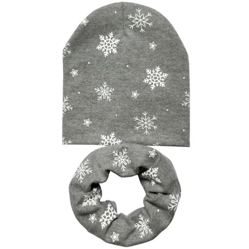 snowflake dark grey Новые детские шапки для девочек, осенне-зимняя детская шапка, шарф, детские шапки для мальчиков с изображением милых котов и сов, детская шапка, шапка, детская шапочка, аксессуары - Цвет: snowflake dark grey