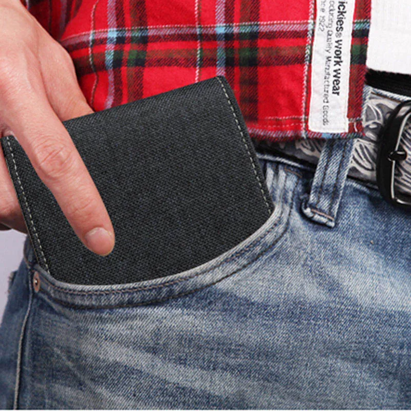 Мужские кошельки двойного сложения тонкие холщовые Длинные клатч кошелек