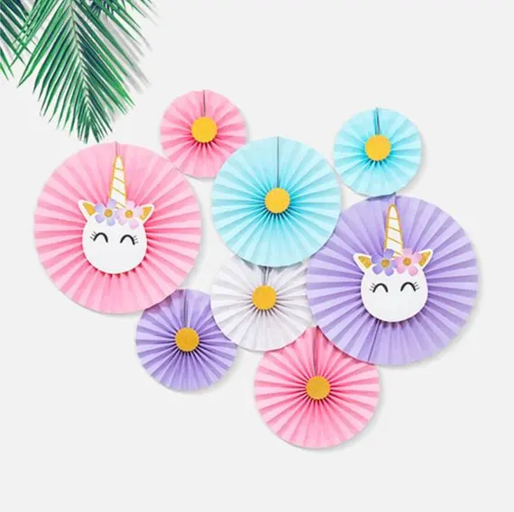 Set 1 1 комплект(8 шт.) джунгли Розовый Черный Фольга Золотой Pinwheel бумажная розетка Слоник для детского дня рождения гигантская бумага цветы бумажный веер фон - Цвет: Set 1
