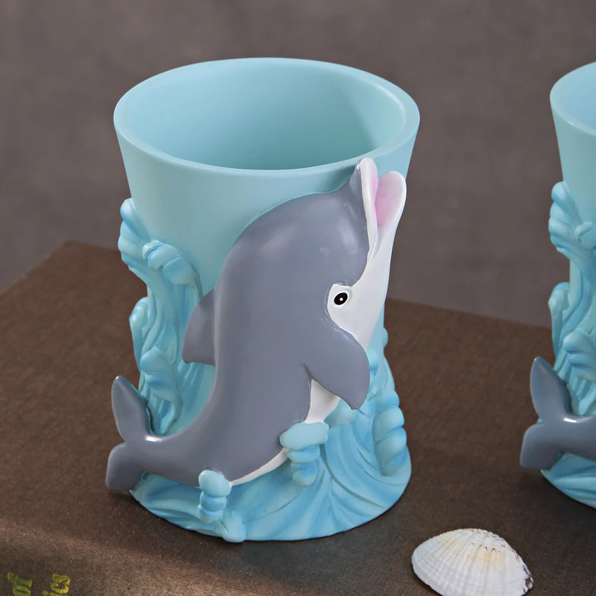 Набор чашек с мультяшным дельфином для ванной комнаты держатель детской зубной