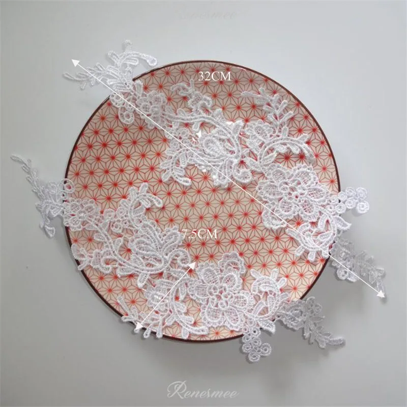 2Pairs/4pcs Ivory/White Classic Clothing Lace Trim Applique Trimming High Quality DIY Craft Sewing Accessories 32X7.5cm SX17 | Дом и сад