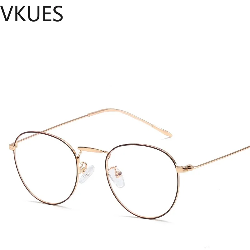 VKUES анти-голубые легкие очки круглая металлическая оправа винтажные голубые