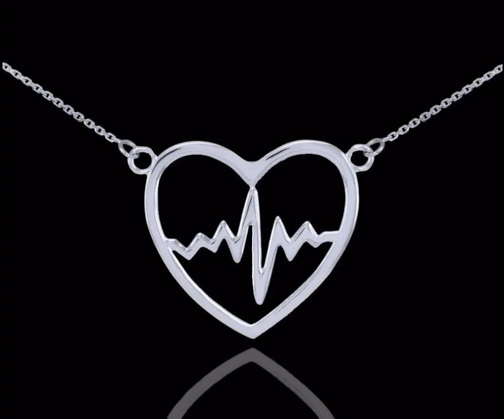 

20pcs Heartbeat Pulse Pendant Necklace Nurse Doctor Patien Health Love Boho Necklace SGL242