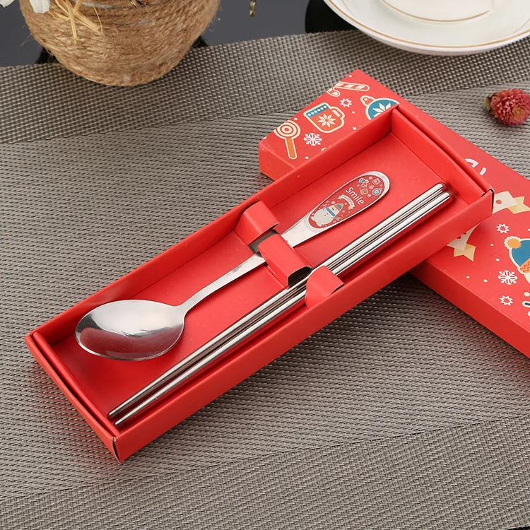 200sets stainless steel tableware suit chopsticks cartoon two pieces of children's portable wholesale | Дом и сад