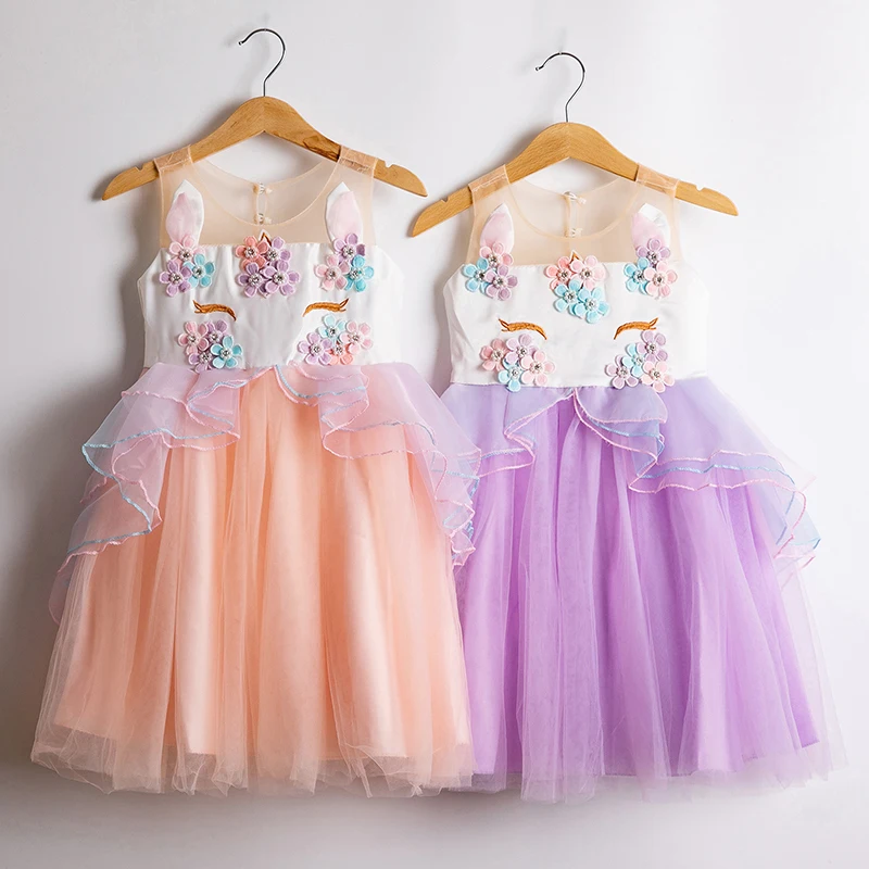 Princess Summer Dress Unicorn Birthday Party Girls Elegant Costume Wedding Tutu Dresses For Vestidos Fantasia Infant | Детская одежда и